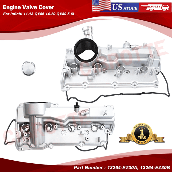 HUONA Aluminum Valve Cover Kit for Infiniti QX56 2011-2013 for Infiniti QX80 2014-2020 for Nissan TITAN 5.6L 2017-2024 VK56VD - Replace 13264-EZ30A 13264-EZ30B