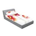 thumbnail image 2 of Ambesonne Flower Fitted Sheet & Pillow Sham Set, Watercolor Blooming Poppies, Twin, Red White, 2 of 2
