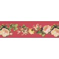 thumbnail image 2 of Fleurs Jaunes Blanches sur le Bord de Papier Peint Floral Rouge Vigne Design Retro, Rouleau 15' x 7'', 2 of 3