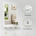 thumbnail image 7 of HLR 24" Wall Mirror with Shelf, White Vanity Mirror with Hooks, Hanging Wall Mirrors for Bathroom, Bedroom, Living Room, 7 of 7