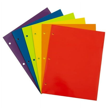 JAM Paper Glossy 3 Hole Punch Folders, Multicolor, 6 per Pack
