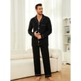 thumbnail image 2 of Vulcanodon Mens Button Down Pajama Sets, Ultra Soft Lightweight Sleepwear Long Sleeve Pjs Sets,(Black,XL), 2 of 5