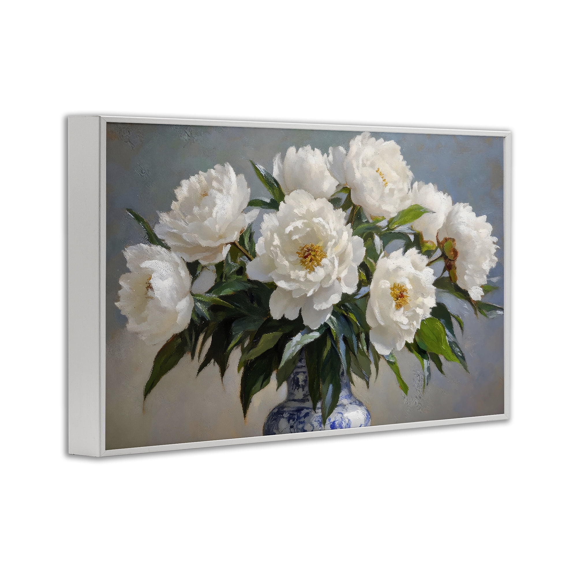 Stupell Industries In Full Bloom White Peonies White Framed Giclee Art, design by Petal Prints Design