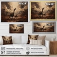thumbnail image 4 of Designart "Vintage Landscape of Jurassic Dinosaurs II" Animals Framed Wall Art Decor - Modern Brown Dinosaur Living Room Framed Canvas Art, 4 of 6