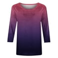 thumbnail image 5 of GERsome Womens 3/4 Sleeve Shirts Patchwork Blouse Fashion Crewneck Tops Solid Tee Casual Comfy T-Shirt, 5 of 5