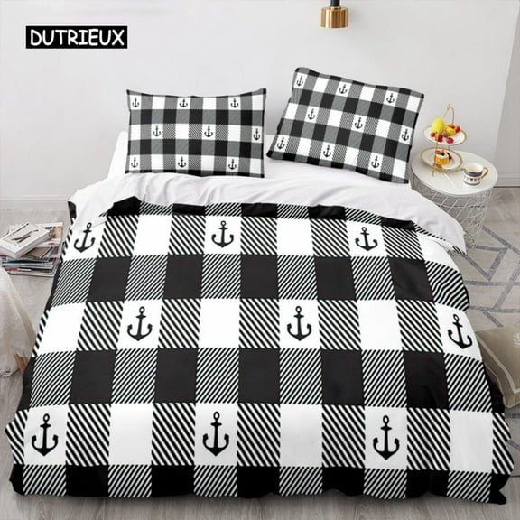 Anchor Duvet Cover Navy Blue Ocean Bedding Set Quilt Cover for Kids Boys Teens for Bedroom Decoratio