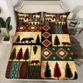 thumbnail image 6 of jejeloiu Ancient Aztec Print Twin Sheet Sets,Jungle Wildlife Wolf Twin Fitted Sheet,Patchwork Geometric Plaid Flat Sheet For Boys Teens,Luxury Bedroom Decor,3pcs, 6 of 7