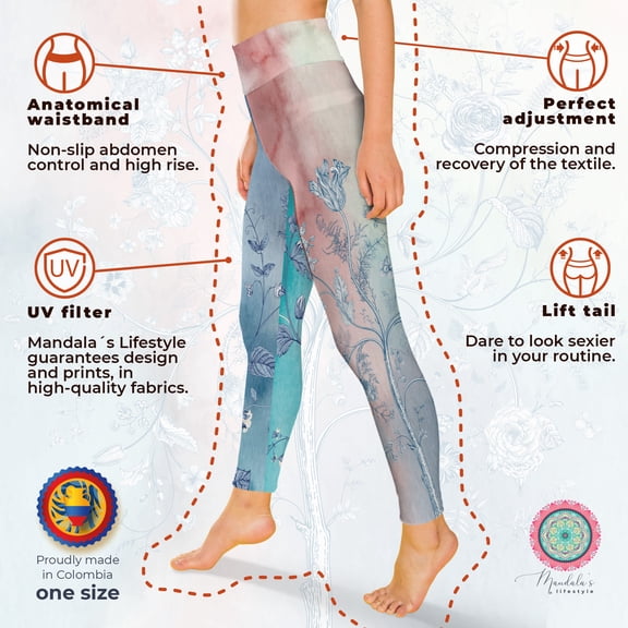 Mandala's Lifestyle Leggings, Model Revivir 02, Blue, One size