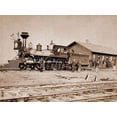 thumbnail image 2 of Russell, A.J. 32x25 White Modern Wood Framed Museum Art Print Titled - Wyoming Station, Engine 23 on Main Track, May 1868, 2 of 4