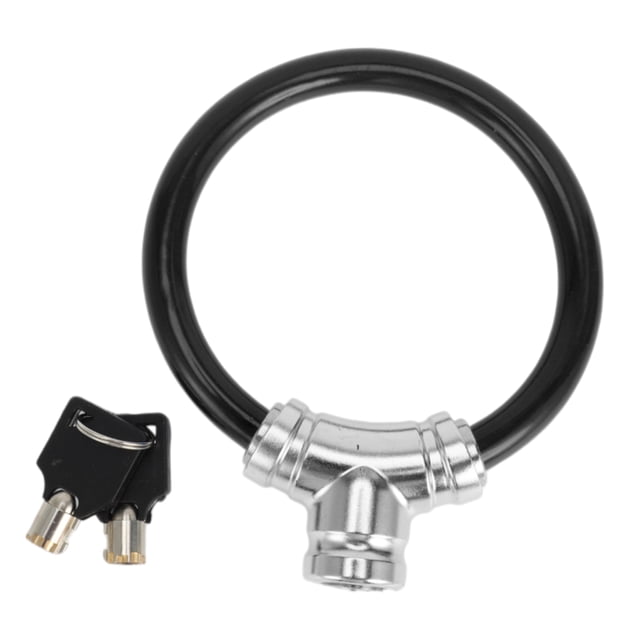 Candado de bicicleta Unique Bargains con llave, cable portátil, candado antirrobo, mini candado de anillo, aleación ABS, 39 cm, negro, 1 pc