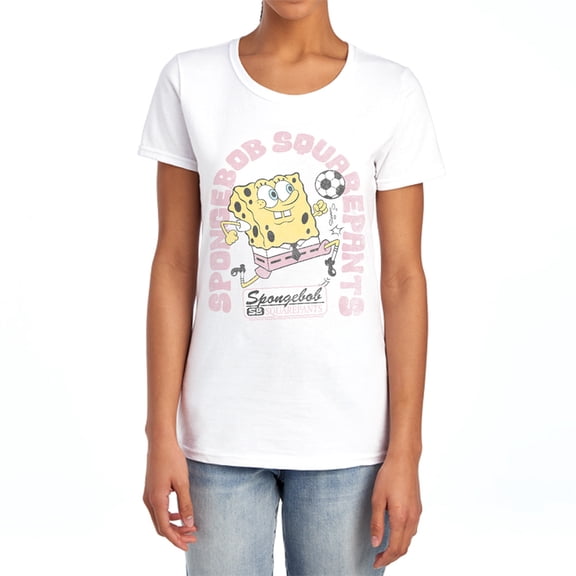Spongebob Squarepants Soccer Women's T Shirt, White, Small