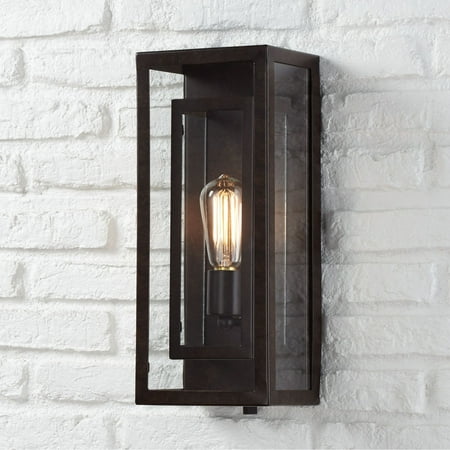 - Possini Euro Design Modern Outdoor Wall Light Fixture Bronze Double Box 15 1/2