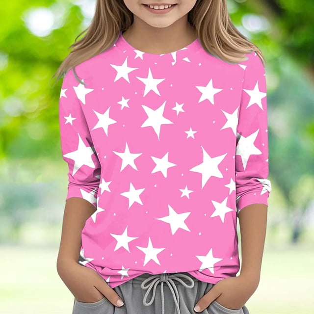 YUNAFFT T-shirts Imprimés Créatifs Décontractés pour Garçons et Filles Manches 3/4 Col Rond Style Décontracté