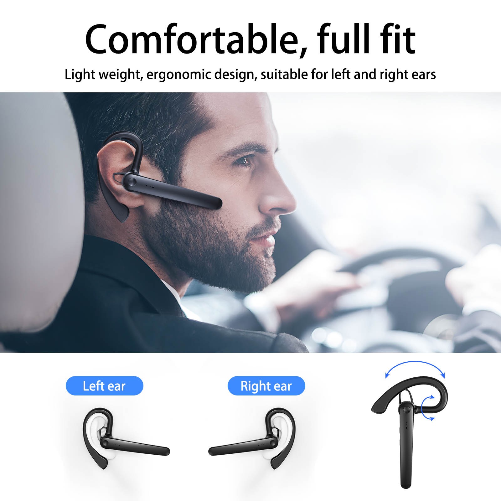 3 Set of New Bluetooth Headset Ear-mounted Business Stereo Headset Hands- Sports Headset With Microphone