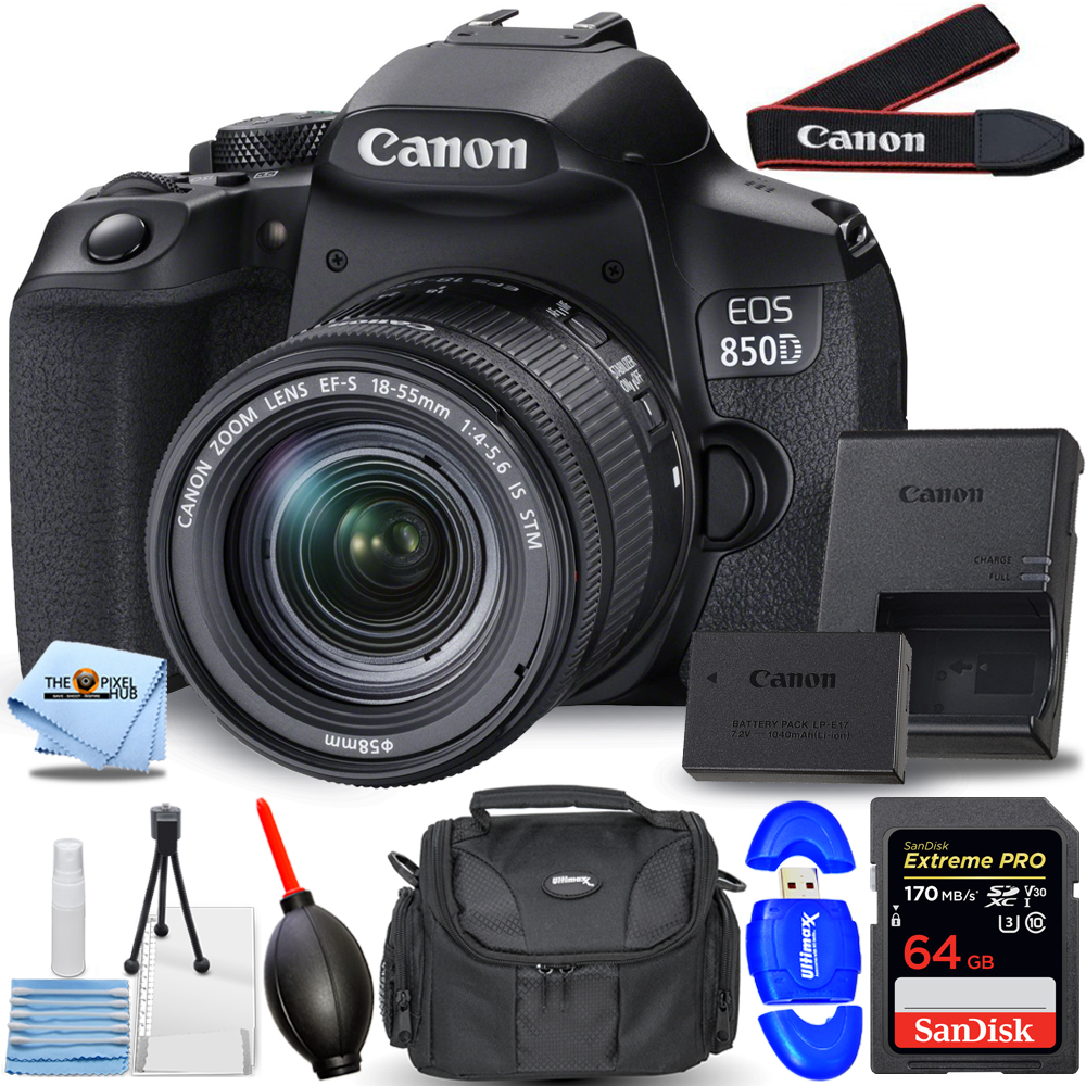 Canon EOS 850D DSLR Camera with 1855mm IS STM Lens Essential 64GB