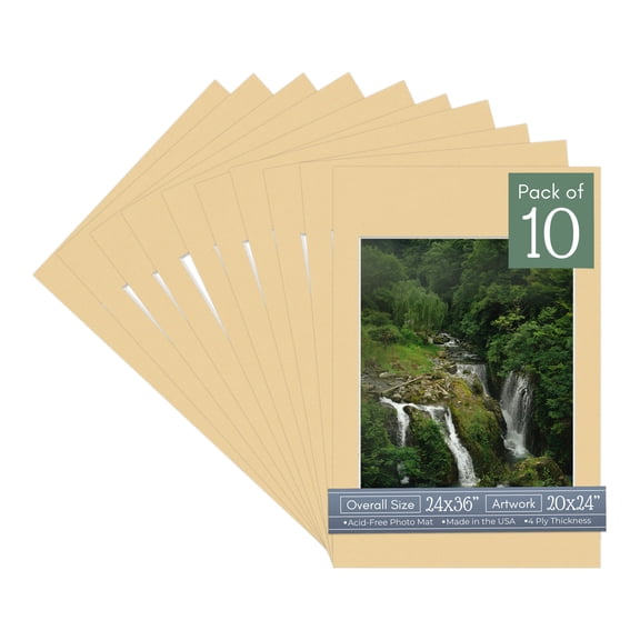 Beige Picture Frame Mat for 24x36 Frames - Fits 20x24 Photos - 10 Mats