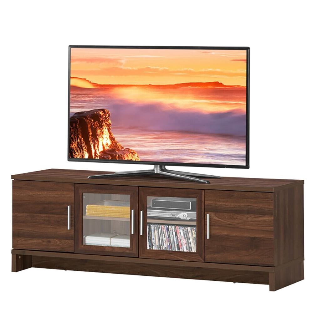 Finihen TV Stand, TV Cabinet, Media Entertainment TV Stand for TVs up to 70 Inches with Adjustable Shelf, Media Entertainment Center with Storage, for Living Room, Bedroom, Walnut