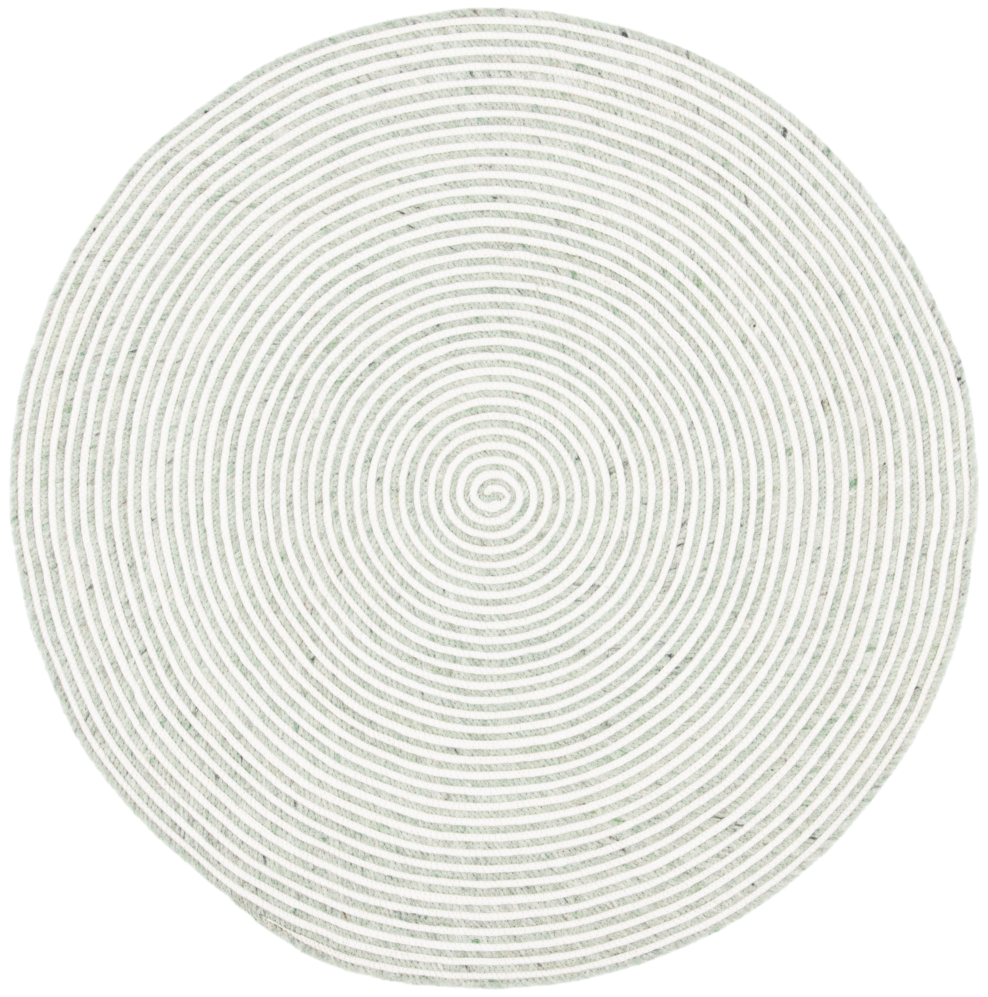 SAFAVIEH Braided Beuregard Solid Reversible Area Rug, Green/Ivory, 3' x 3' Round