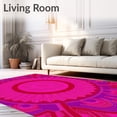 thumbnail image 2 of ODIKA 6'x9' Machine Washable Non-Slip Area Rug, Luxurious Velvet Swirl Medallion Contemporary Abstract Artistry High Traffic Rug with Pad, Pink, 579114, 2 of 8