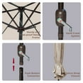 thumbnail image 4 of LAUREL CANYON 7.5ft Patio Umbrella Striped Outdoor Umbrella Market Table Umbrellas with Push Button Tilt, Crank and 6 Sturdy Ribs for Lawn, Garden, Deck, Backyard & Pool, Beige, 4 of 8