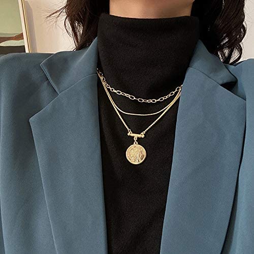 2 Pcs Layered Pendant Necklace 18K Gold 
