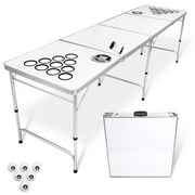 GoPong 8 Foot Portable Folding Pong Tailgate Game Table with 6 Balls, Dry Erase