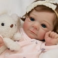 thumbnail image 2 of MYREBABY 17 Realistic and Cute Reborn Baby Girl Opened Her Eyes with Bright Eyes Brown Hair Named Claire, Handmade Lifelike Reborn Doll, Advanced Painted Vinyl Gift Set for Kids Age 3+, 2 of 4