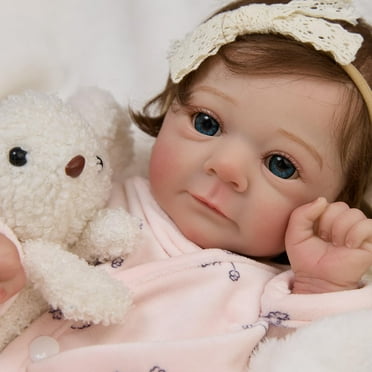 Lifelike Reborn Baby Doll 17" Opened Her Eyes with Bright Eyes Baby Girl for Kids Gift Set Age 3 