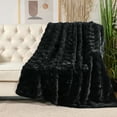 thumbnail image 5 of Home Soft Things Brick Textured Faux Fur Throw Blanket with Micromink Back, Luxury Soft Cozy Fluffy Fluzzy Plush Throw, 60x70 inches, Black, 5 of 7