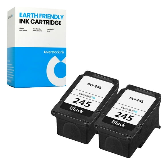 OverstockInk 245 Black Ink Cartridges Compatible for Canon PG-245 for PIXMA MG2420 MG2525 (2 Black)