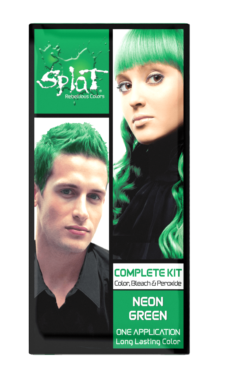 Splat Original Complete Kit, Semi-Permanent Hair Dye with Bleach, Neon Green  