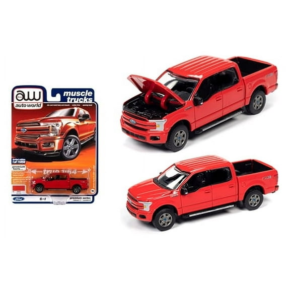 2019 Ford F-150 Lariat, Red - Auto World AWSP041/24B - 1/64 Scale Diecast Model Toy Car