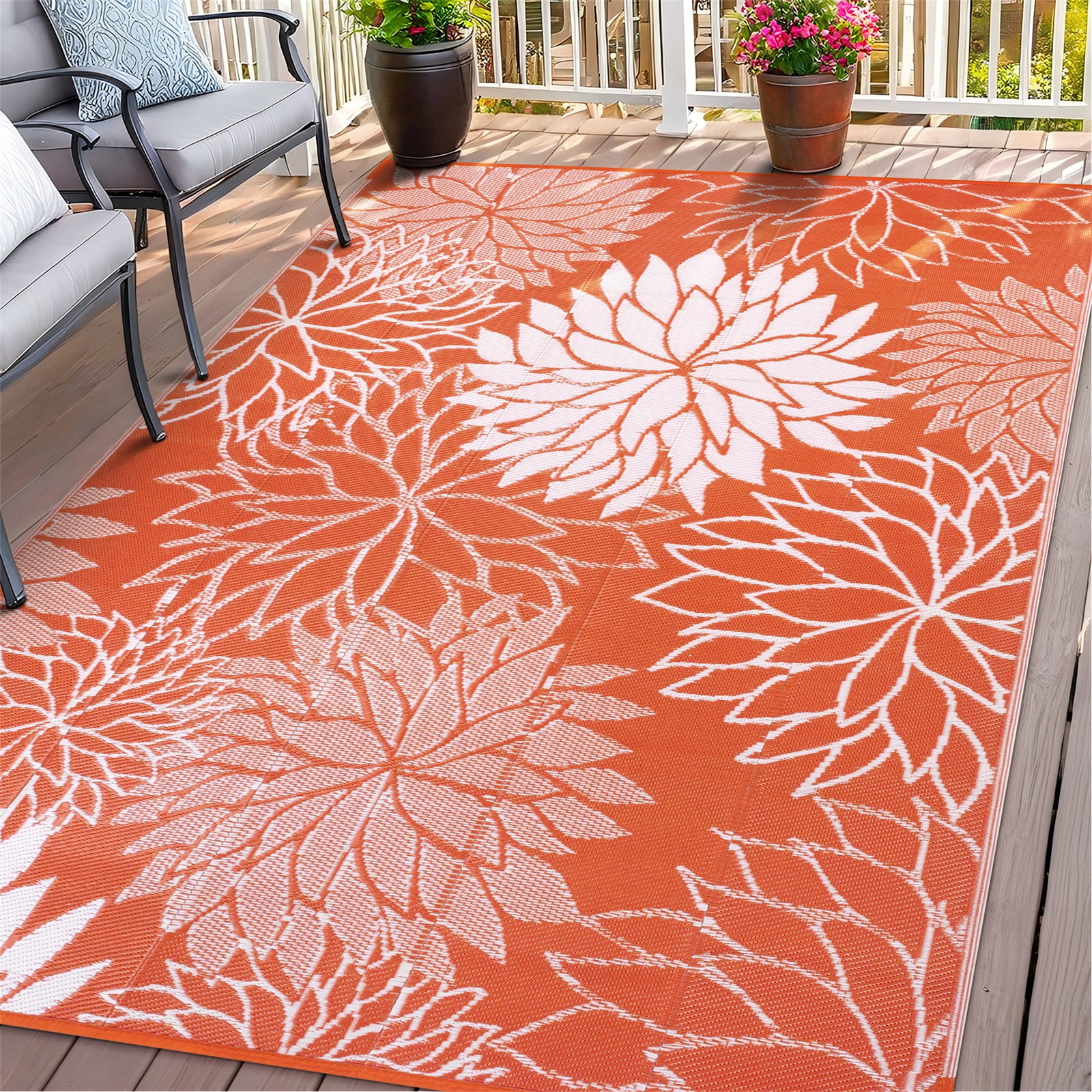 Ileading Outdoor Rugs for Patios 6'x9' Waterproof Patio Mat Plastic Straw Rug Reversible RV Camping Tent Rug Outside Area Rug for RV, Patios,Deck, Beach,Balcony, Camping