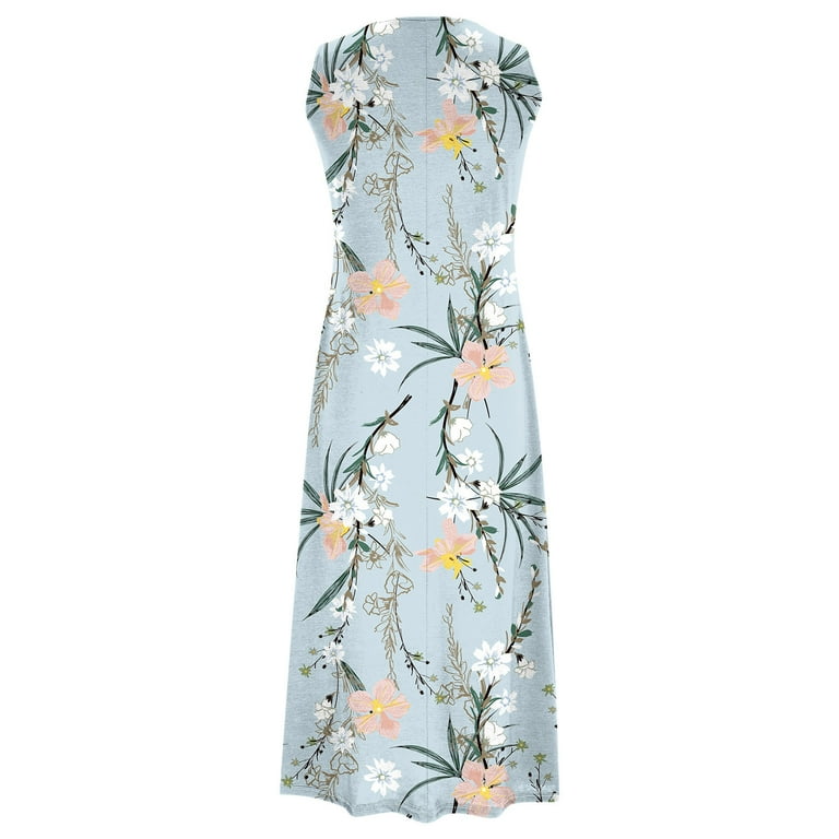 CGMDTZ Women's Two Piece Outfits Sleeveless Floral Print Long Dress with Cardigan Loose Casual Crewneck Flowy Maxi Dress, Size: 2XL CGMDTZ Women's Two Piece Outfits Sleeveless Floral Print Long Dress with Cardigan Loose Casual Crewneck Flowy Maxi Dress, Size: 2XL