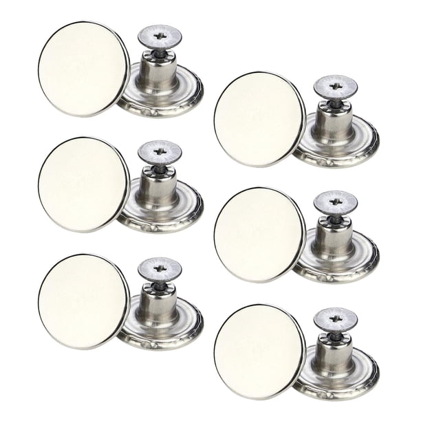Paquete de 12 botones de presión metálicos de 17 mm para jeans, repuestos y reparación, con destornillador. Plateado brillante