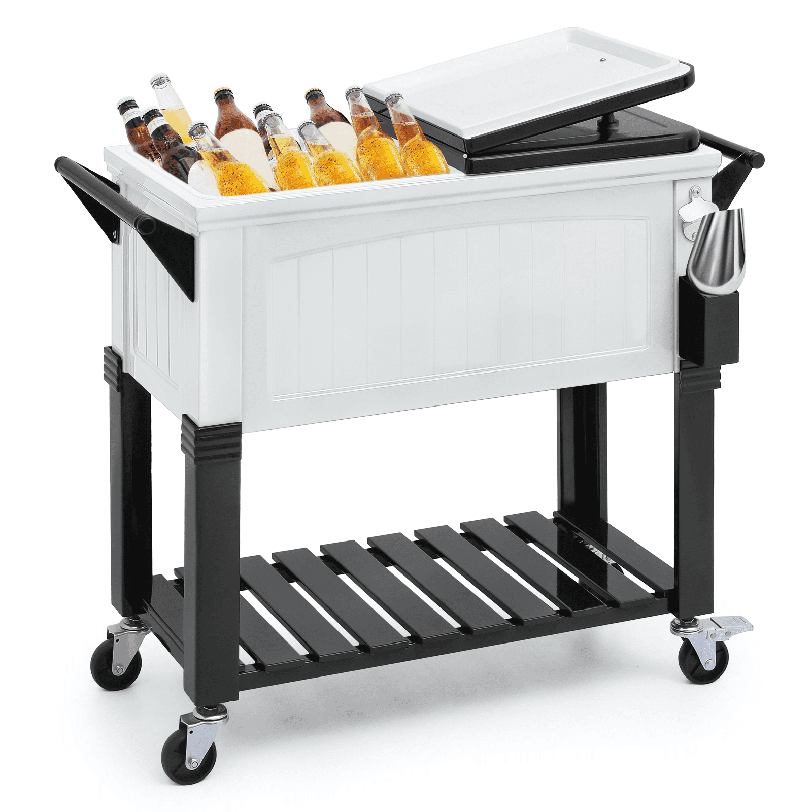 Magshion 80 Quart Rolling Cooler Cart Ice Chest for Outdoor Patio Deck
