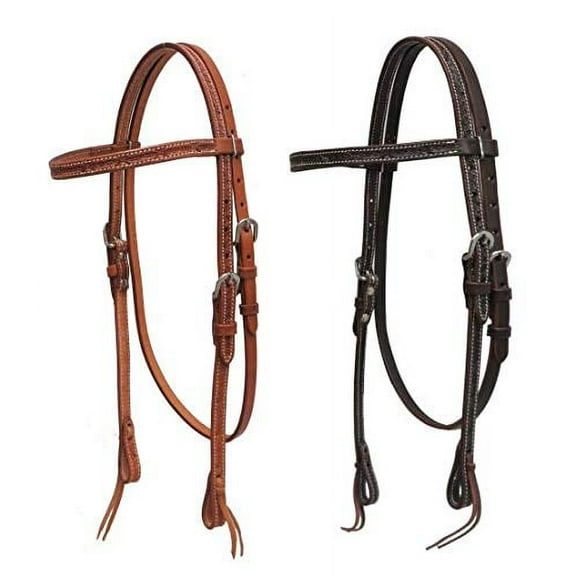 Showman Barbed Wire Tooled Argentina Cow Leather Headstall (Dark Chocolate)