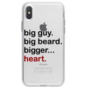 DistinctInk Clear Shockproof Hybrid Case for iPhone XS Max (6.5" Screen) - TPU Bumper Acrylic Back Tempered Glass Screen Protector - Big Guy. Big Beard. Bigger… Heart.
