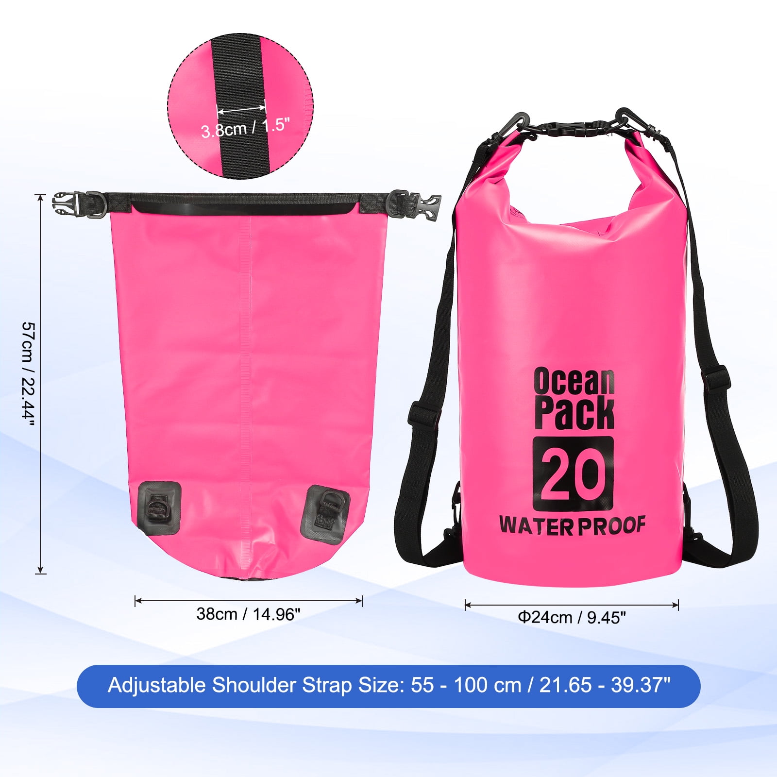 Uxcell Waterproof Dry Bag, Waterproof Bags with Whistle Rose Red 20L