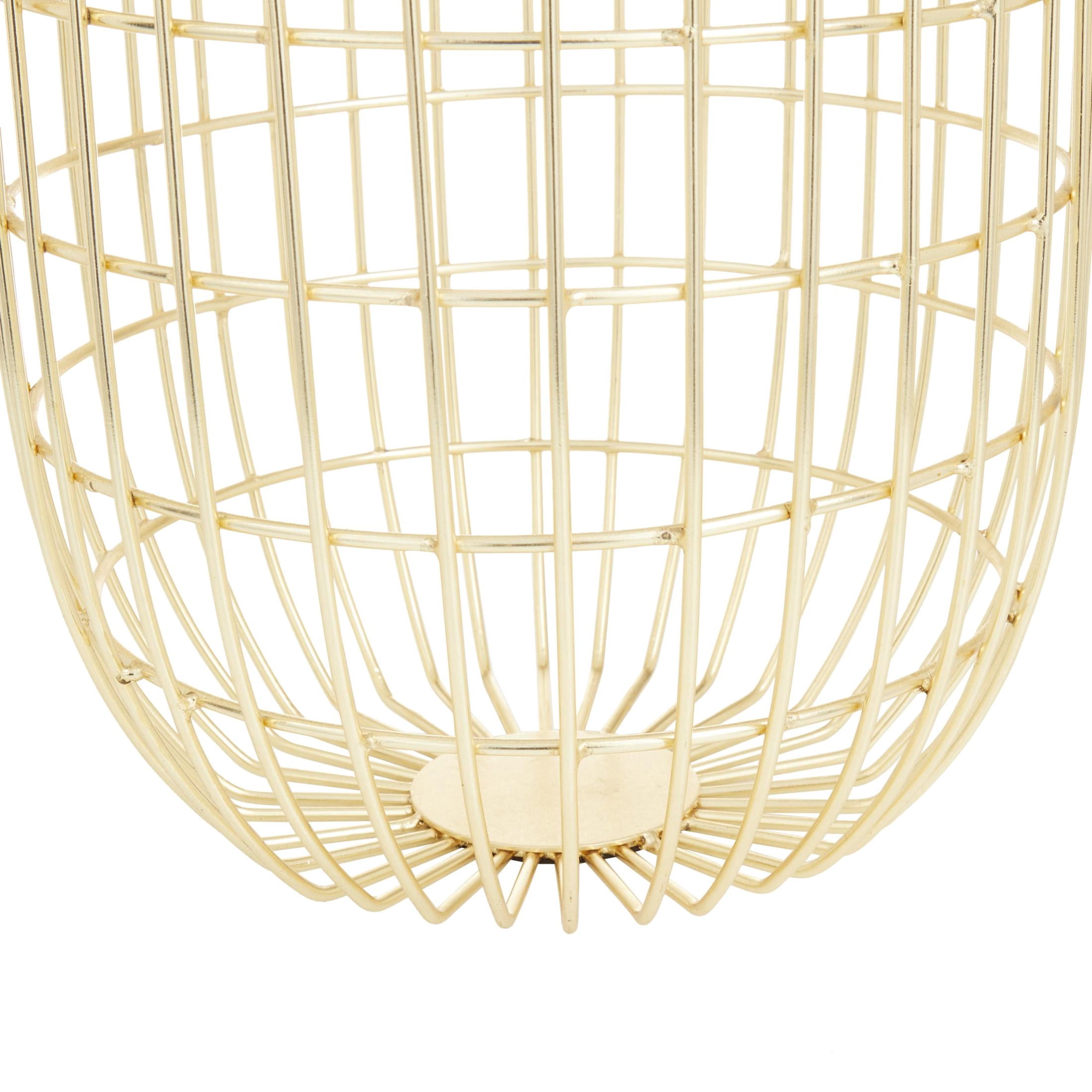 DecMode 13", 11"W Gold Metal Storage Basket with Arched Handles, 2-Pieces