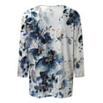 thumbnail image 3 of Dndkilg Going Out Tops for Women 3/4 Elbow V Neck Womens Plus Size T Shirts Clearance Floral Half Sleeve Casual Shirts Plus Size Plus Size Dress Blouses Blue 3XL, 3 of 4