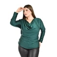 thumbnail image 4 of Blusa elegante de satín Roman Fashion/Tallas Extras, 1787 (Verde botella) esmeralda 40, 4 of 6