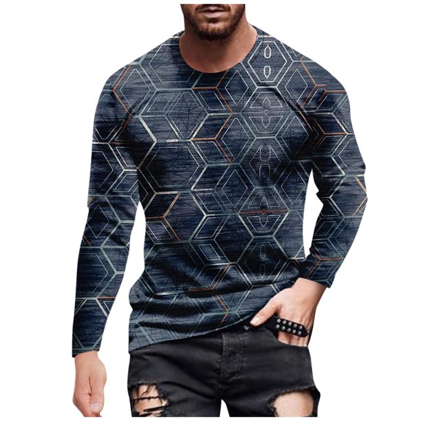 Men's T Shirt Graphic Abstract Neck Clothing Apparel Outdoor Long Sleeve Print Fashion Designer Vintage L