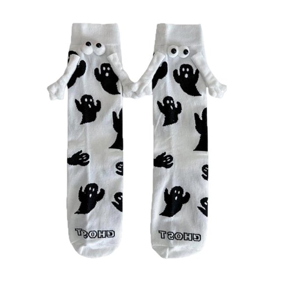 Halloween Hand Holding Stockings for Couples, Crew Sock Pair, Funny Halloween Party Socks