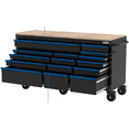 thumbnail image 2 of HART 72-Inch 15-Drawer Mobile Workbench with Solid Wood Top, Heavy-Duty Rolling Tool Chest, 2 of 9