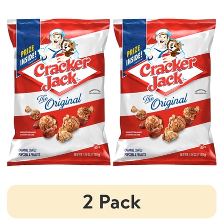 (2 pack) Cracker Jack The Original Caramel Coated Popcorn & Peanuts 4.25 oz. Bag