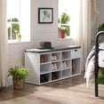 thumbnail image 4 of VASAGLE Shoe Bench, Storage Bench with Drawer and Open Compartments, Shoe Shelf, Padded Seat, for Entryway, Living Room, Bedroom, White and Gray, 4 of 7