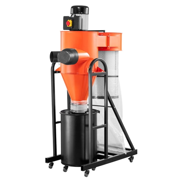 KFFKFF Cyclone Dust Collector, 763 CFM 1 Micron Filtration System, 1.5HP Motor with 12.5-Gallon Collection Bag & Base Stand, Efficient Dust Separation for Woodworking Applications