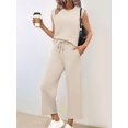 thumbnail image 6 of Two Piece Sets for Women Summer Vacation Outfits Cap Sleeve Tops Lounge Matching Sets Clothing Beige XL, 6 of 9