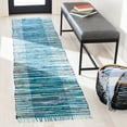 thumbnail image 2 of SAFAVIEH Rag Romeo Striped Fringe Cotton Runner Rug, Light Blue/Grey, 2'3" x 9', 2 of 7